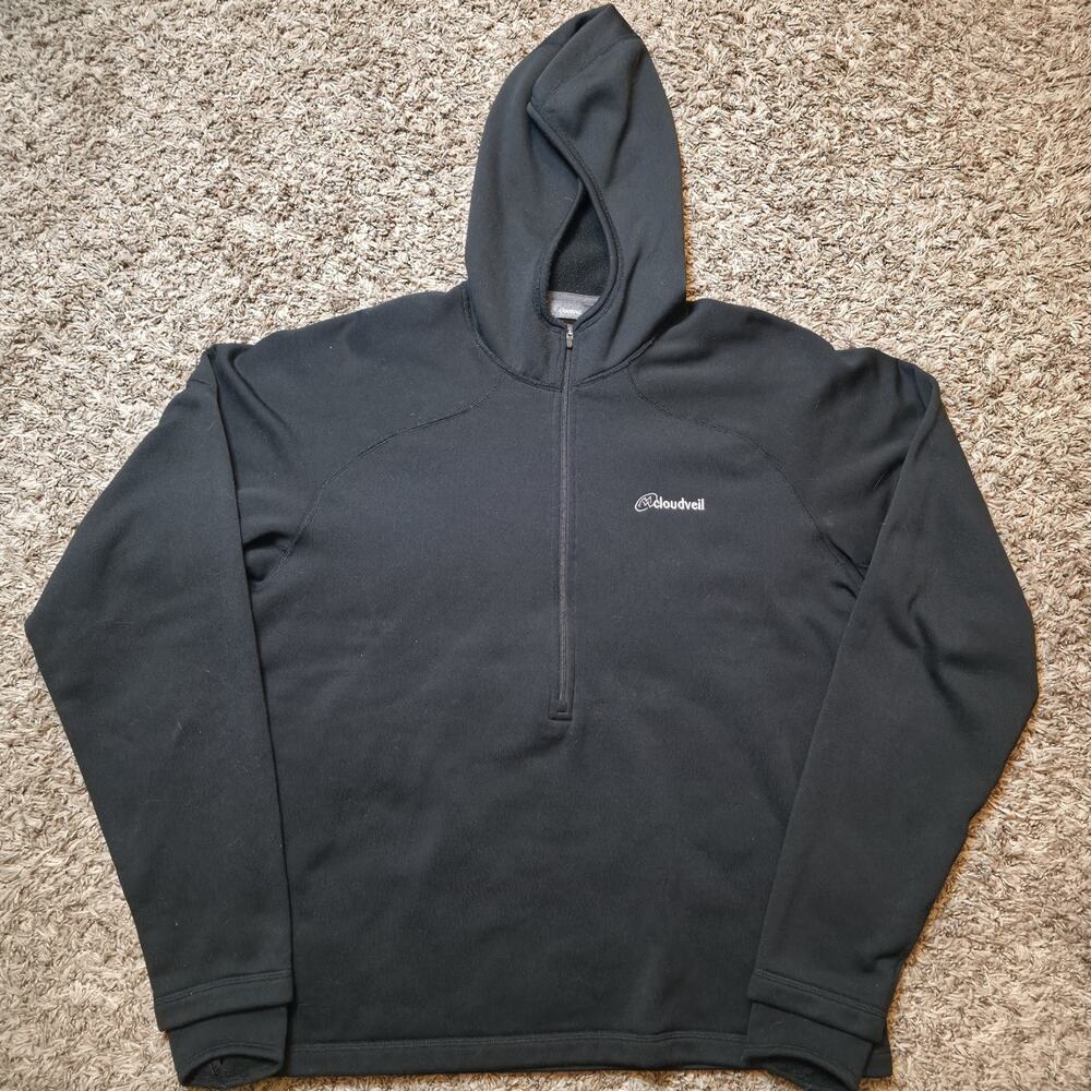 Cloudveil Pullover Mens Medium Half Zip Athletic Outdoor Long Sleeve Shirt Black